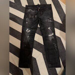 DSQUARED2 Distressed Patch Black Cool Girl Jeans Size 42 VGUC
